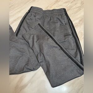 ADIDAS grey pants with black logo and stripes medium youth 10/12